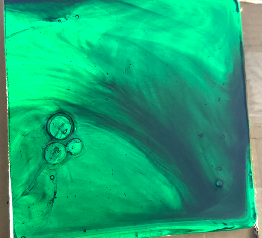 Blenko Dalle de Verre (Pony Size 8 x 8) - Dark Forest Gren with Charcoal Wisps