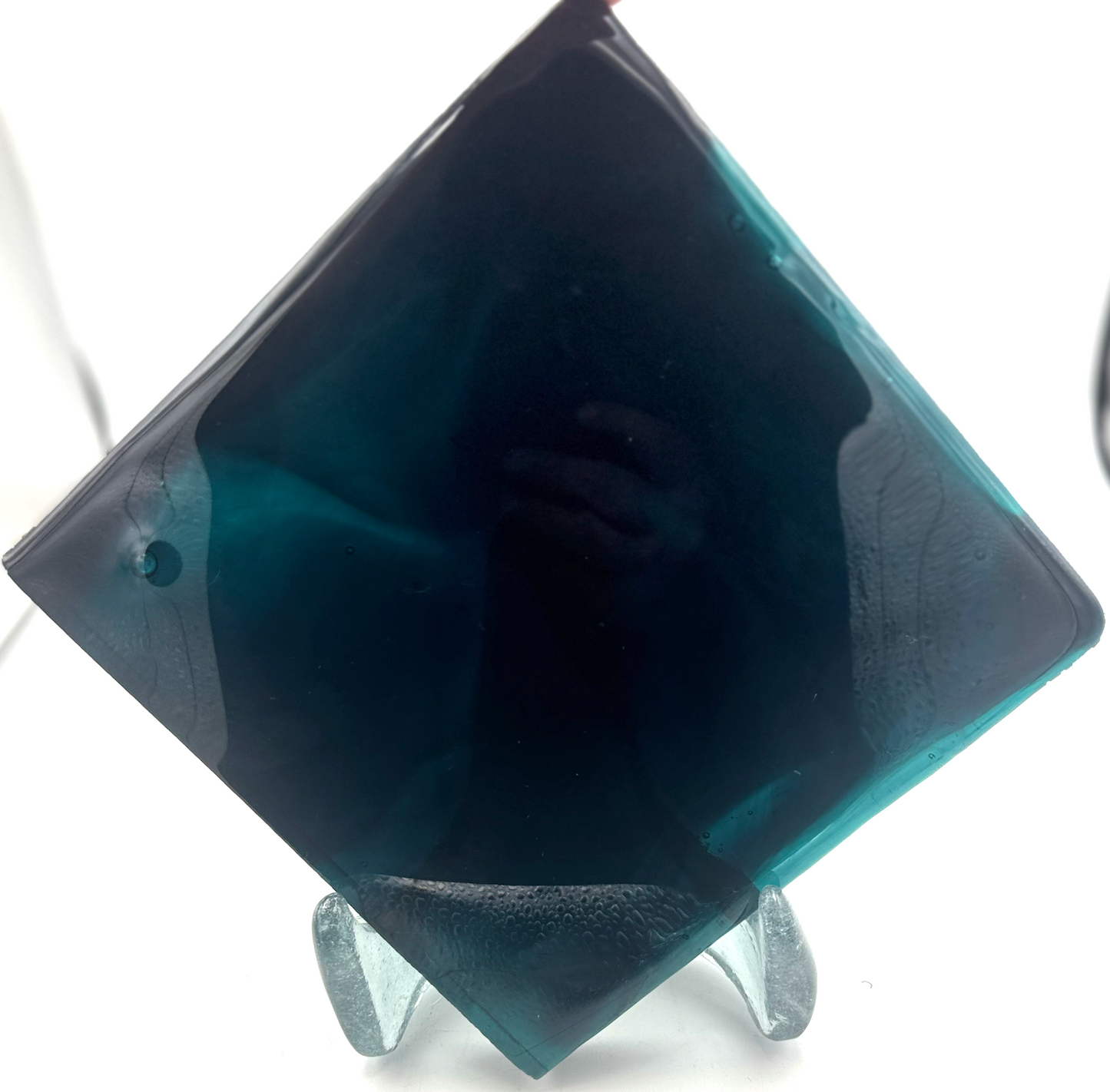 Blenko Dalle de Verre (Pony Size 8 x 8) - Dark Sapphire Blue with Dark Slate Blue Wisps