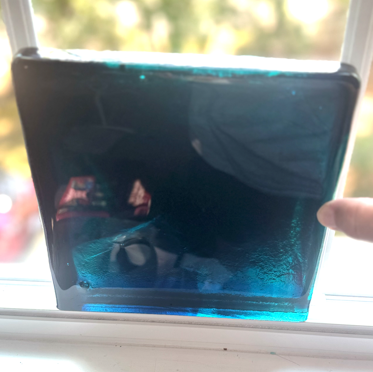 Blenko Dalle de Verre (Pony Size 8 x 8) - Dark Sapphire Blue with Dark Slate Blue Wisps