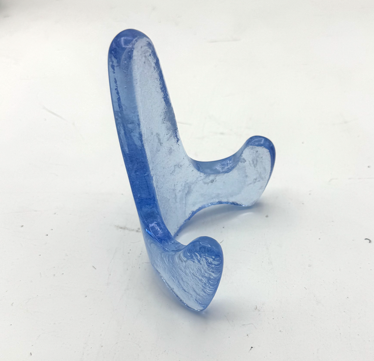 Handmade Kiln-Formed Glass Easel (small 5" x 4" x 2.5") - Luminous Icy Blue