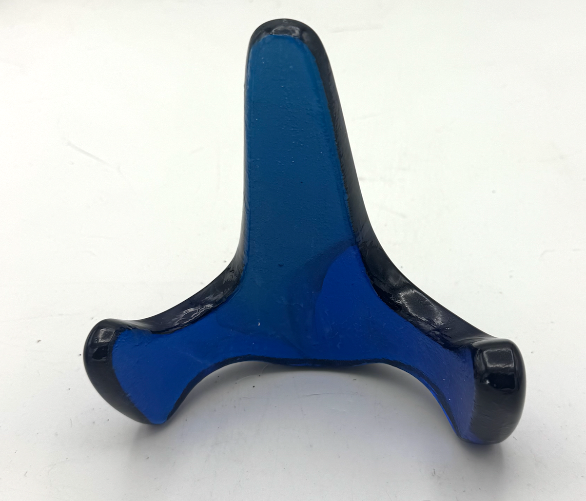 Handmade Kiln-Formed Glass Easel (small 5" x 4" x 2.5") - Medium Cyan Blue