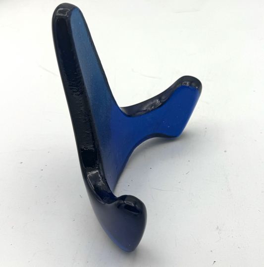 Handmade Kiln-Formed Glass Easel (small 5" x 4" x 2.5") - Medium Cyan Blue