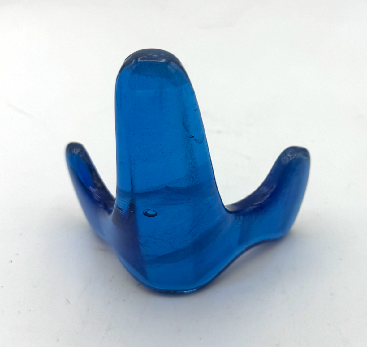 Handmade Kiln-Formed Glass Easel (small 5" x 4" x 2.5") - Medium Cerulean Blue