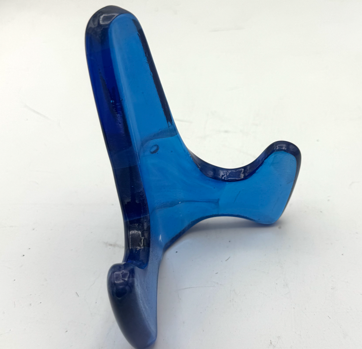 Handmade Kiln-Formed Glass Easel (small 5" x 4" x 2.5") - Medium Cerulean Blue