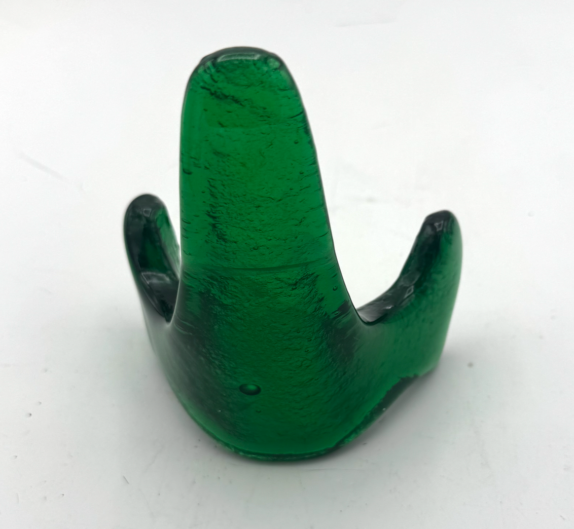 Handmade Kiln-Formed Glass Easel (small 5" x 4" x 2.5") - Emerald Green