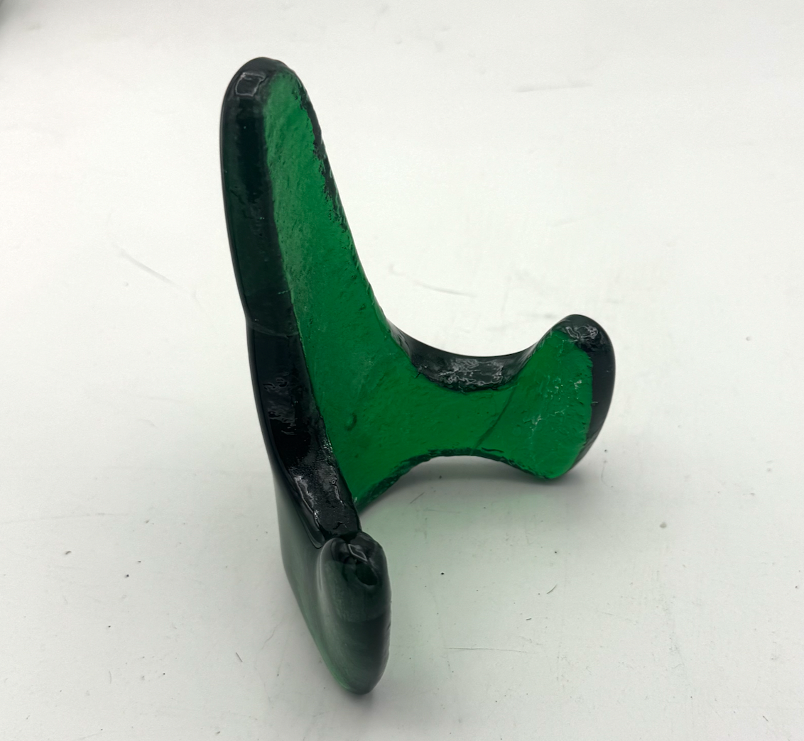 Handmade Kiln-Formed Glass Easel (small 5" x 4" x 2.5") - Emerald Green