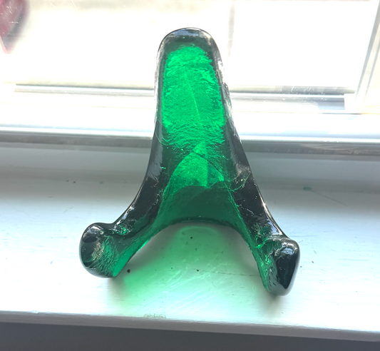 Handmade Kiln-Formed Glass Easel (small 5" x 4" x 2.5") - Emerald Green