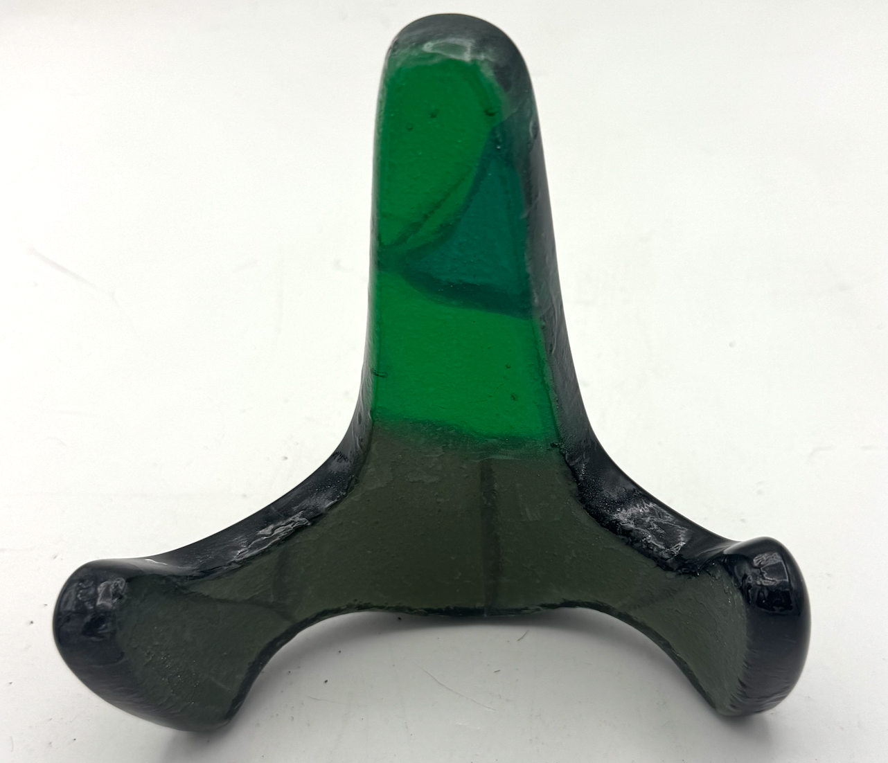 Handmade Kiln-Formed Glass Easel (small 5" x 4" x 2.5") - Multicolored Green