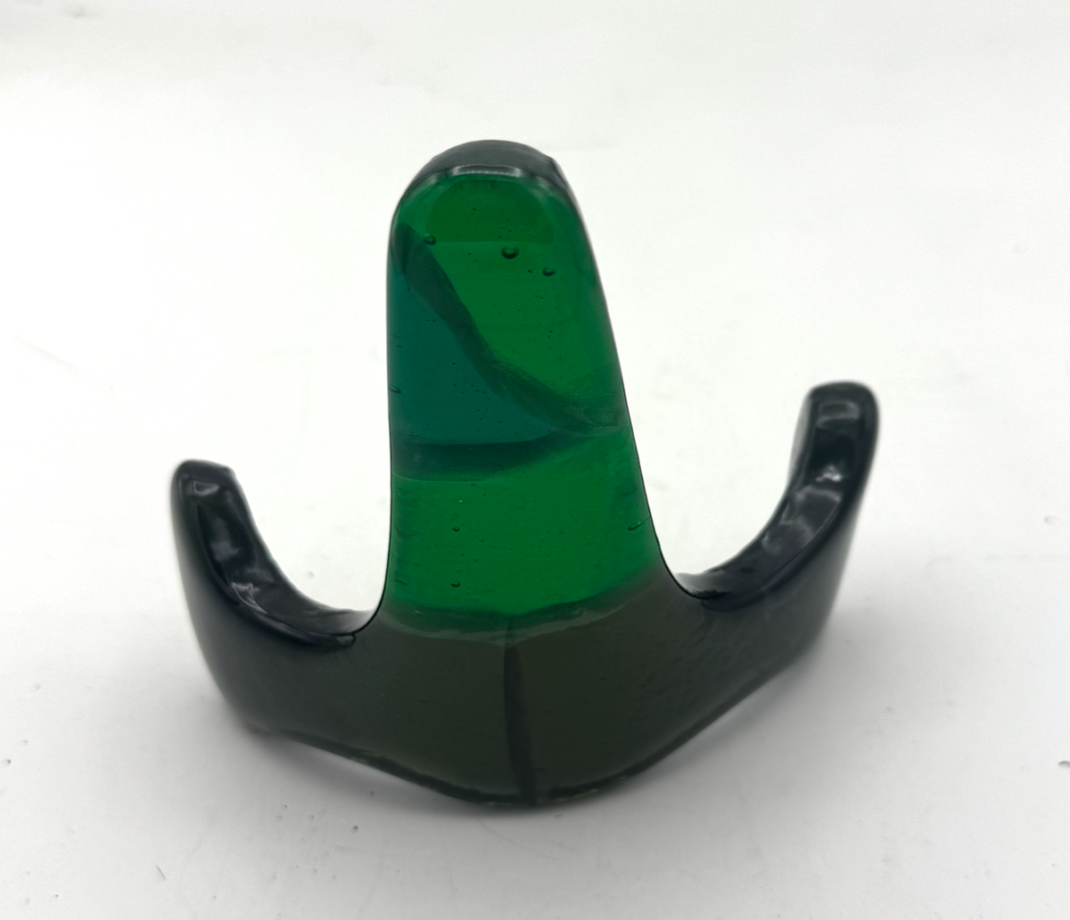 Handmade Kiln-Formed Glass Easel (small 5" x 4" x 2.5") - Multicolored Green