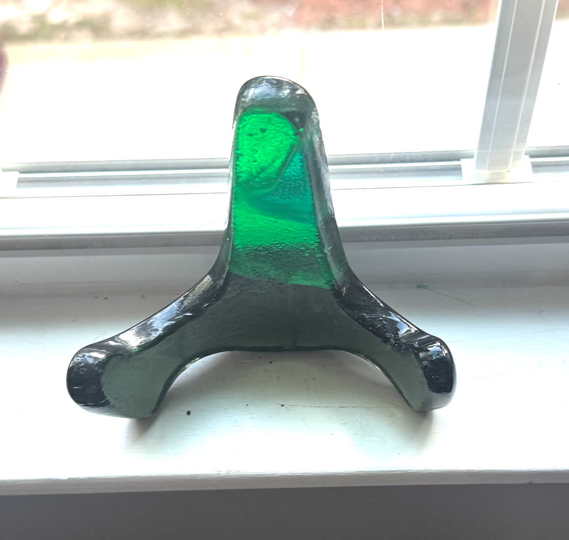 Handmade Kiln-Formed Glass Easel (small 5" x 4" x 2.5") - Multicolored Green