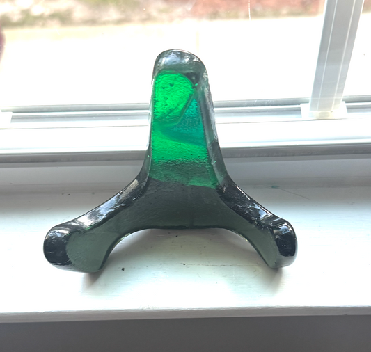 Handmade Kiln-Formed Glass Easel (small 5" x 4" x 2.5") - Multicolored Green