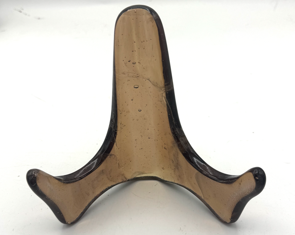 Handmade Kiln-Formed Glass Easel (medium 6" x 5.5" x 4") - Topaz / Tan