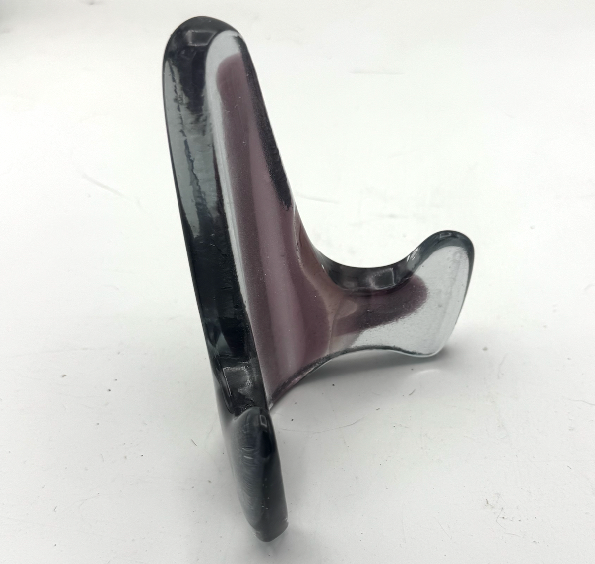 Handmade Kiln-Formed Glass Easel (small 5" x 4" x 2.5") - Red Purple in Clear