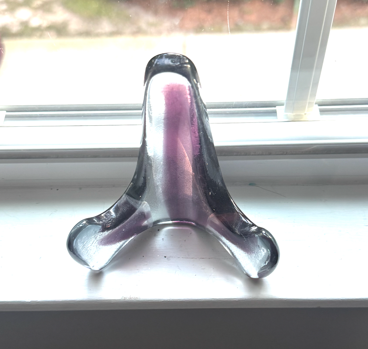 Handmade Kiln-Formed Glass Easel (small 5" x 4" x 2.5") - Red Purple in Clear