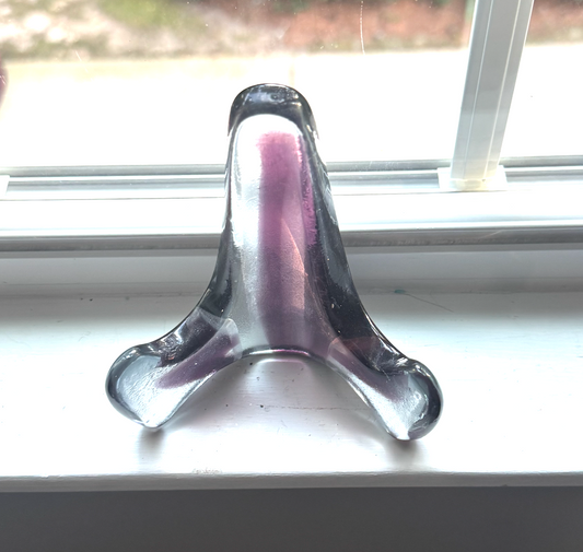 Handmade Kiln-Formed Glass Easel (small 5" x 4" x 2.5") - Red Purple in Clear