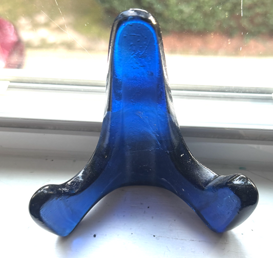 Handmade Kiln-Formed Glass Easel (small 5" x 4" x 2.5") - Cobalt Blue