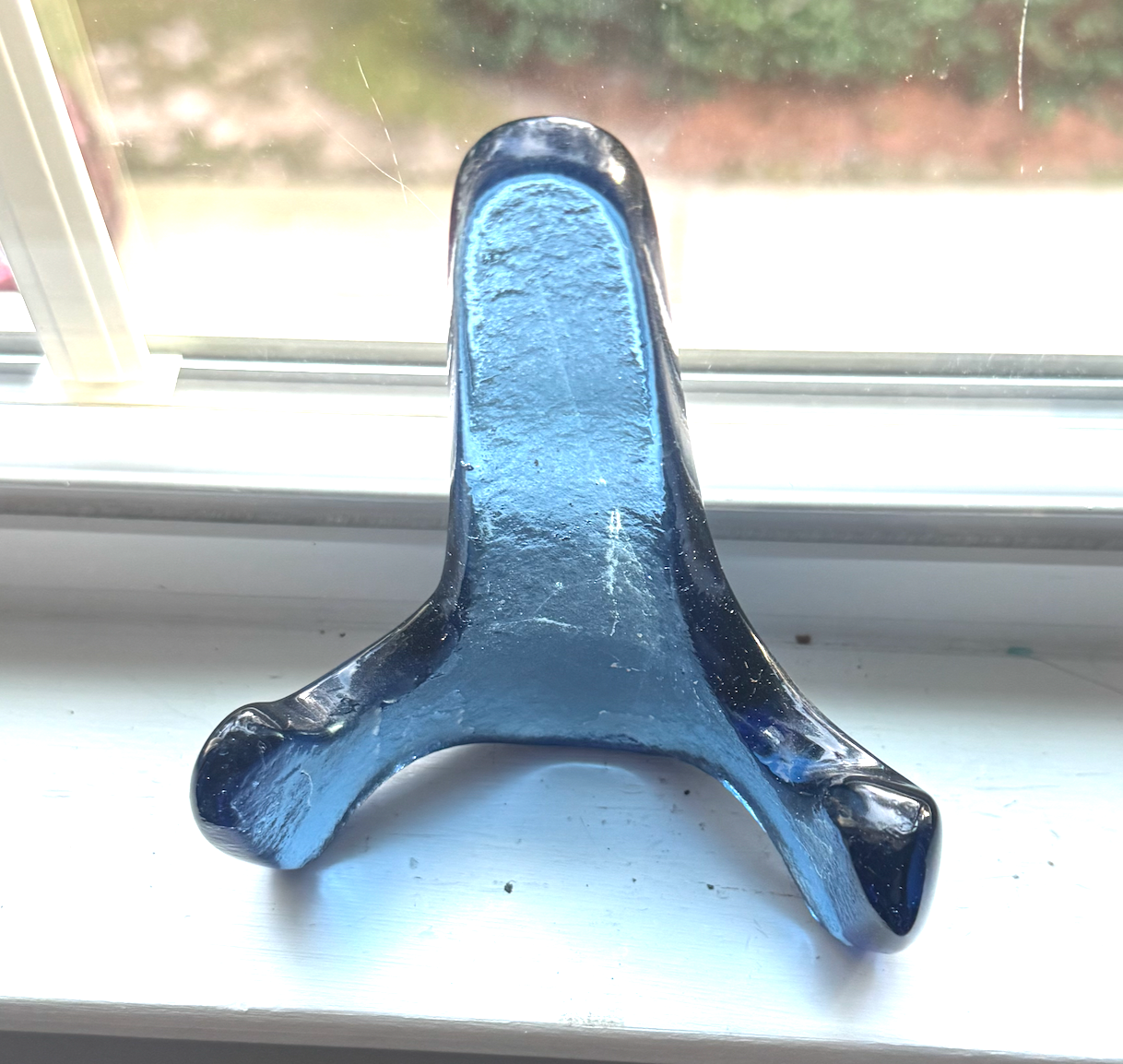 Handmade Kiln-Formed Glass Easel (small 5" x 4" x 2.5") - Soft Pale Sky Blue