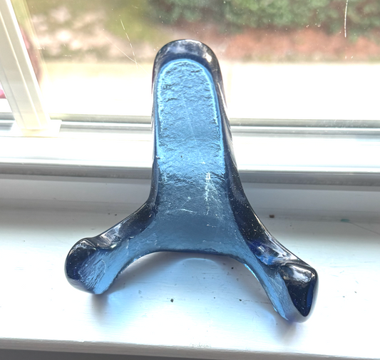 Handmade Kiln-Formed Glass Easel (small 5" x 4" x 2.5") - Soft Pale Sky Blue