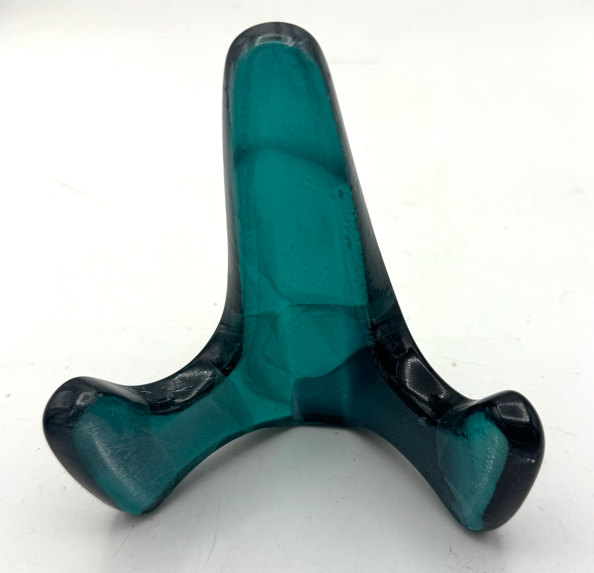Handmade Kiln-Formed Glass Easel (small 5" x 4" x 2.5") - Medium to Dark Blue/Green