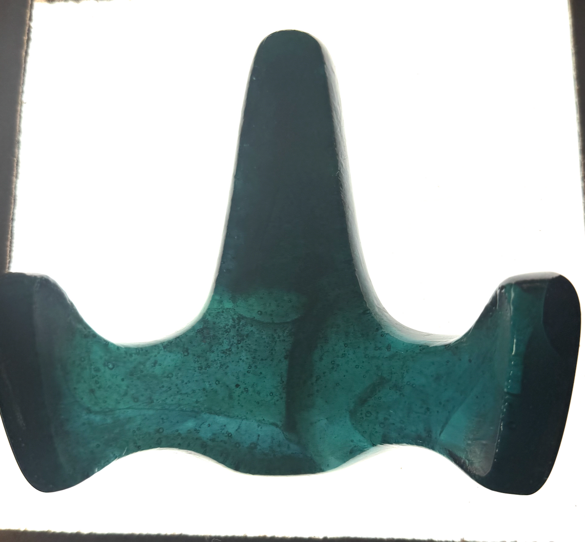 Handmade Kiln-Formed Glass Easel (small 5" x 4" x 2.5") - Dark Blue/Green