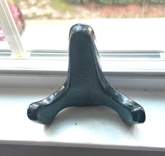 Handmade Kiln-Formed Glass Easel (small 5" x 4" x 2.5") - Dark Blue/Green