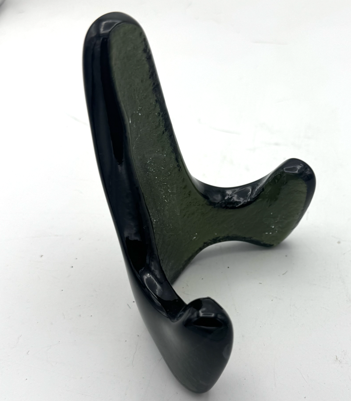 Handmade Kiln-Formed Glass Easel (small 5" x 4" x 2.5") - Dark Sage Green