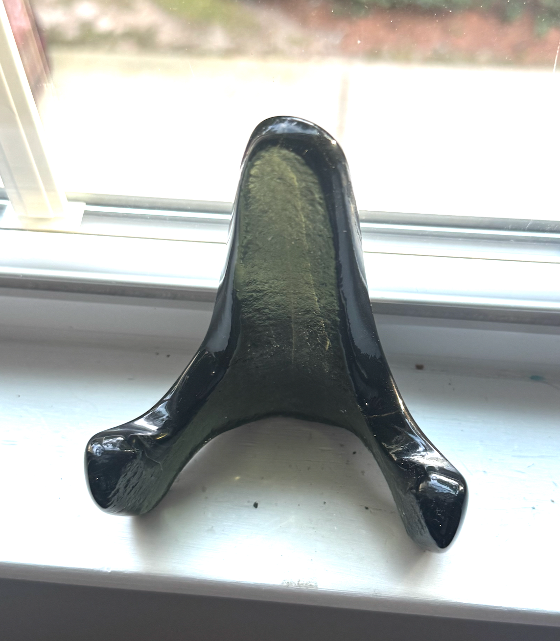 Handmade Kiln-Formed Glass Easel (small 5" x 4" x 2.5") - Dark Sage Green