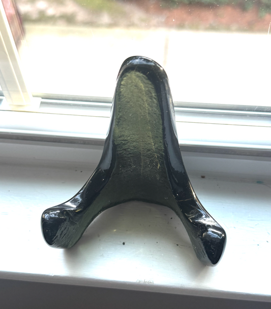 Handmade Kiln-Formed Glass Easel (small 5" x 4" x 2.5") - Dark Sage Green