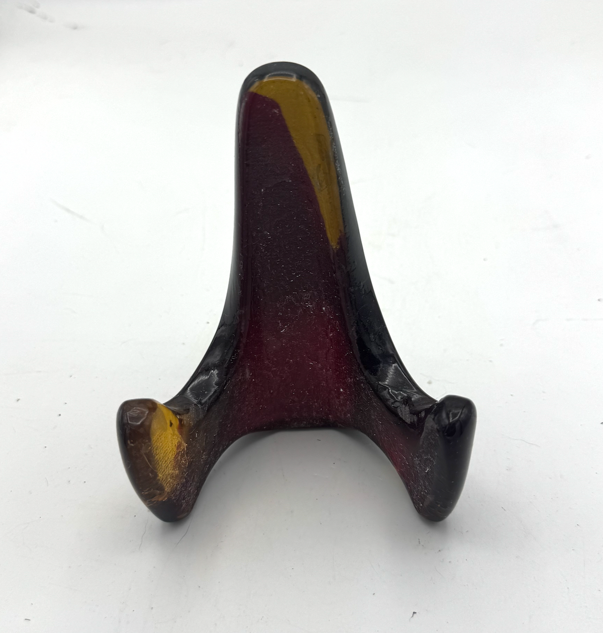 Handmade Kiln-Formed Glass Easel (small 5" x 4" x 2.5") - Deep Red in Golden Honey
