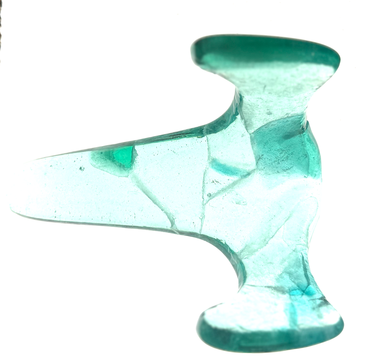 Handmade Kiln-Formed Glass Easel (small 5" x 4" x 2.5") - Robin Egg Gree (Mosaic Like Fuse Lines)
