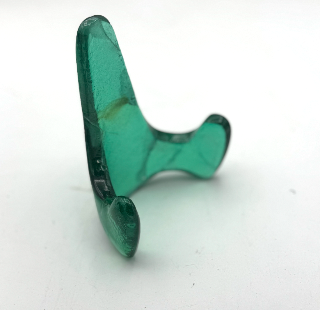 Handmade Kiln-Formed Glass Easel (small 5" x 4" x 2.5") - Turquoise Green