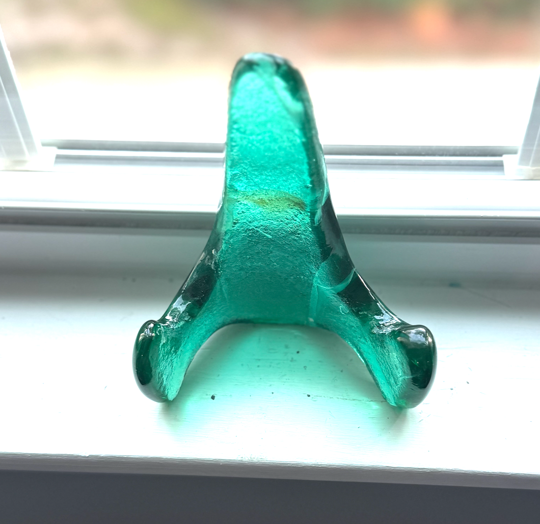 Handmade Kiln-Formed Glass Easel (small 5" x 4" x 2.5") - Turquoise Green