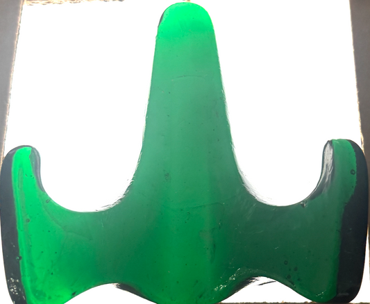 Handmade Kiln-Formed Glass Easel (medium 6" x 5.5" x 4") - Emerald Green