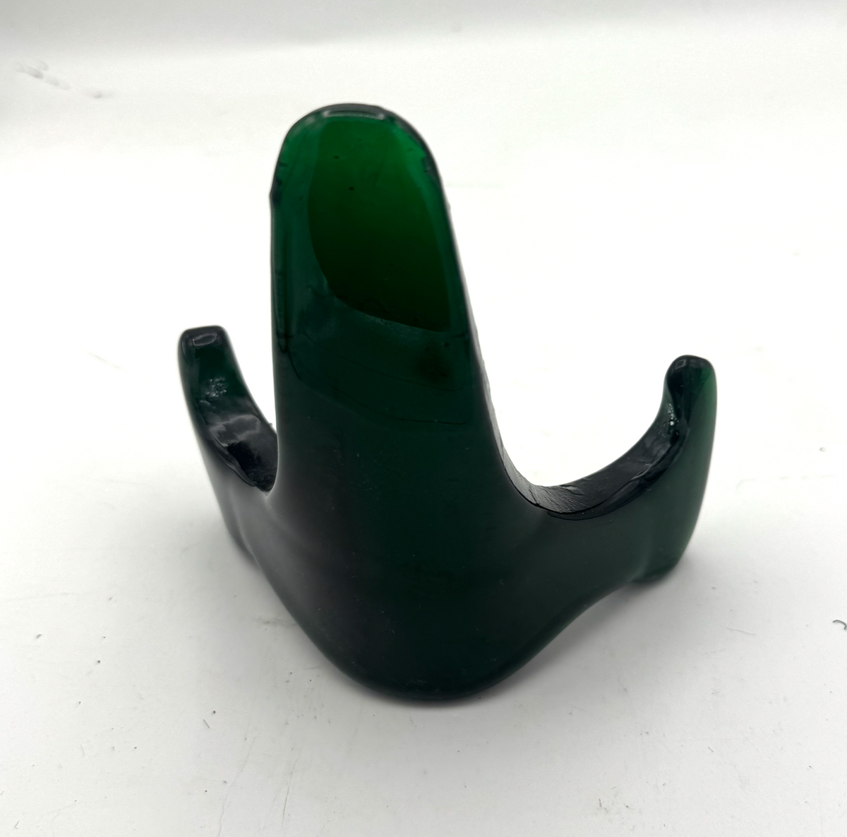 Handmade Kiln-Formed Glass Easel (medium 6" x 5.5" x 4") - Emerald Green