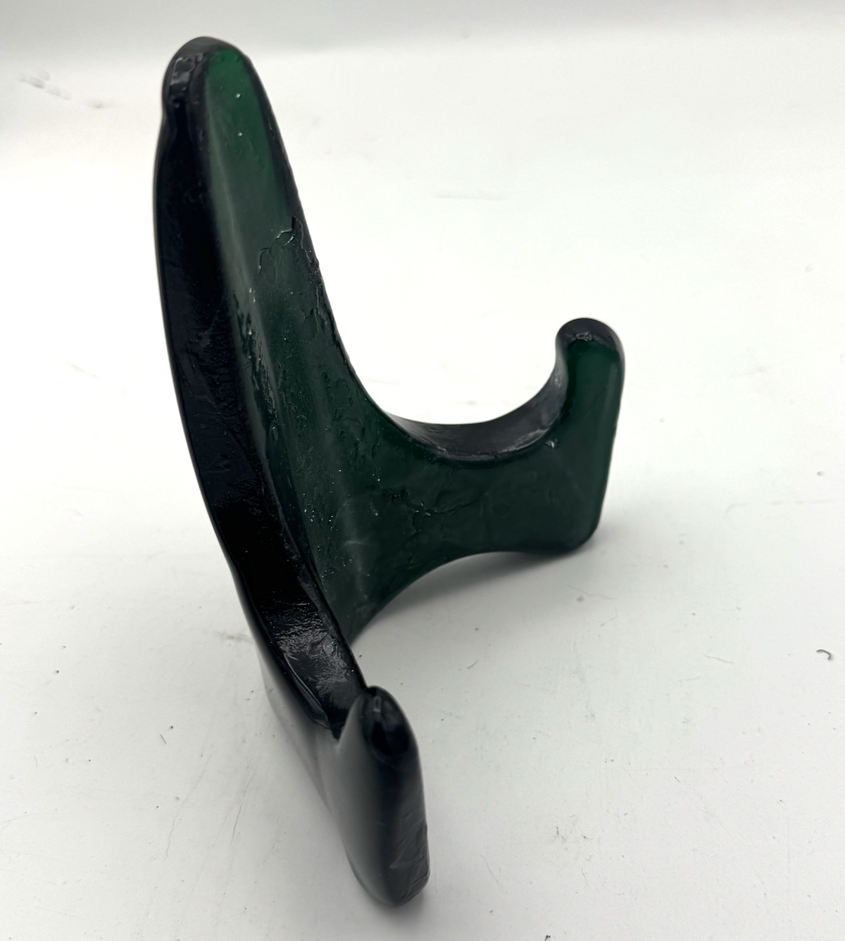 Handmade Kiln-Formed Glass Easel (medium 6" x 5.5" x 4") - Emerald Green