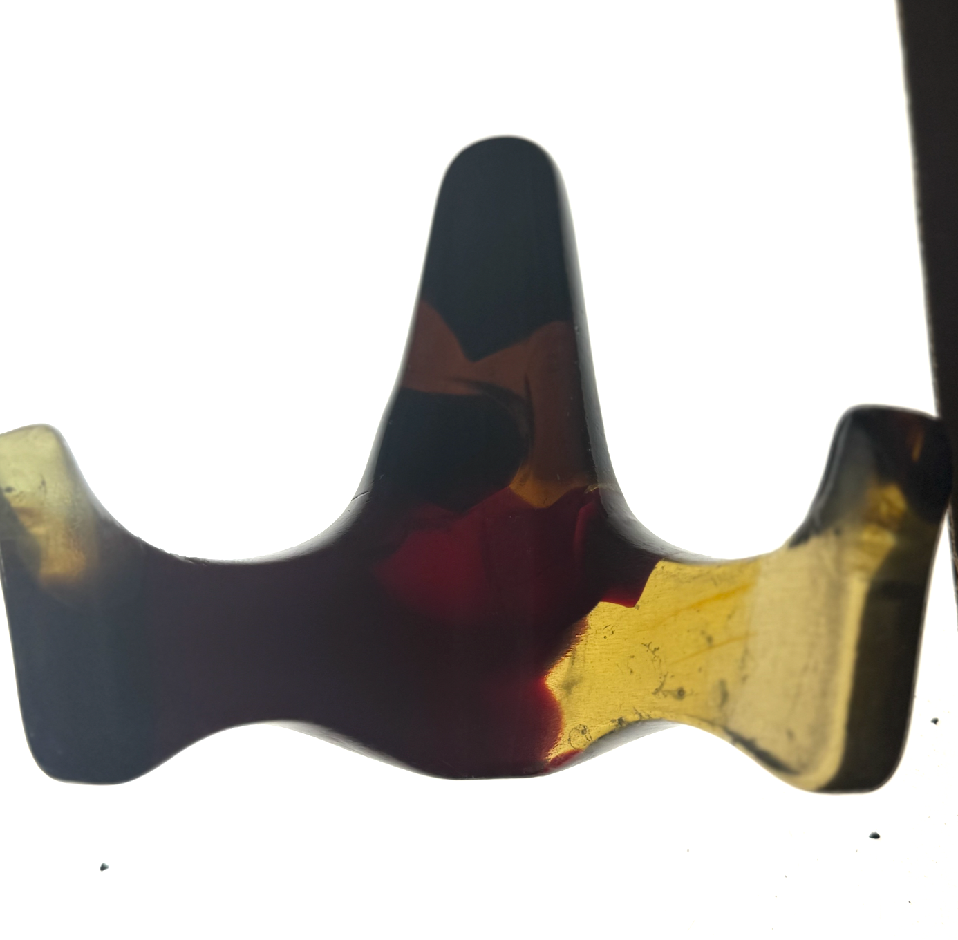 Handmade Kiln-Formed Glass Easel (medium 6" x 5.5" x 4") - Deep Red in Golden Honey