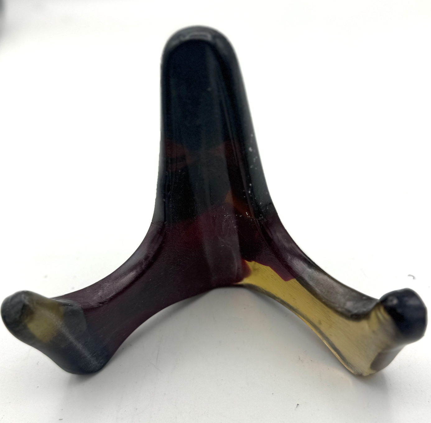 Handmade Kiln-Formed Glass Easel (medium 6" x 5.5" x 4") - Deep Red in Golden Honey
