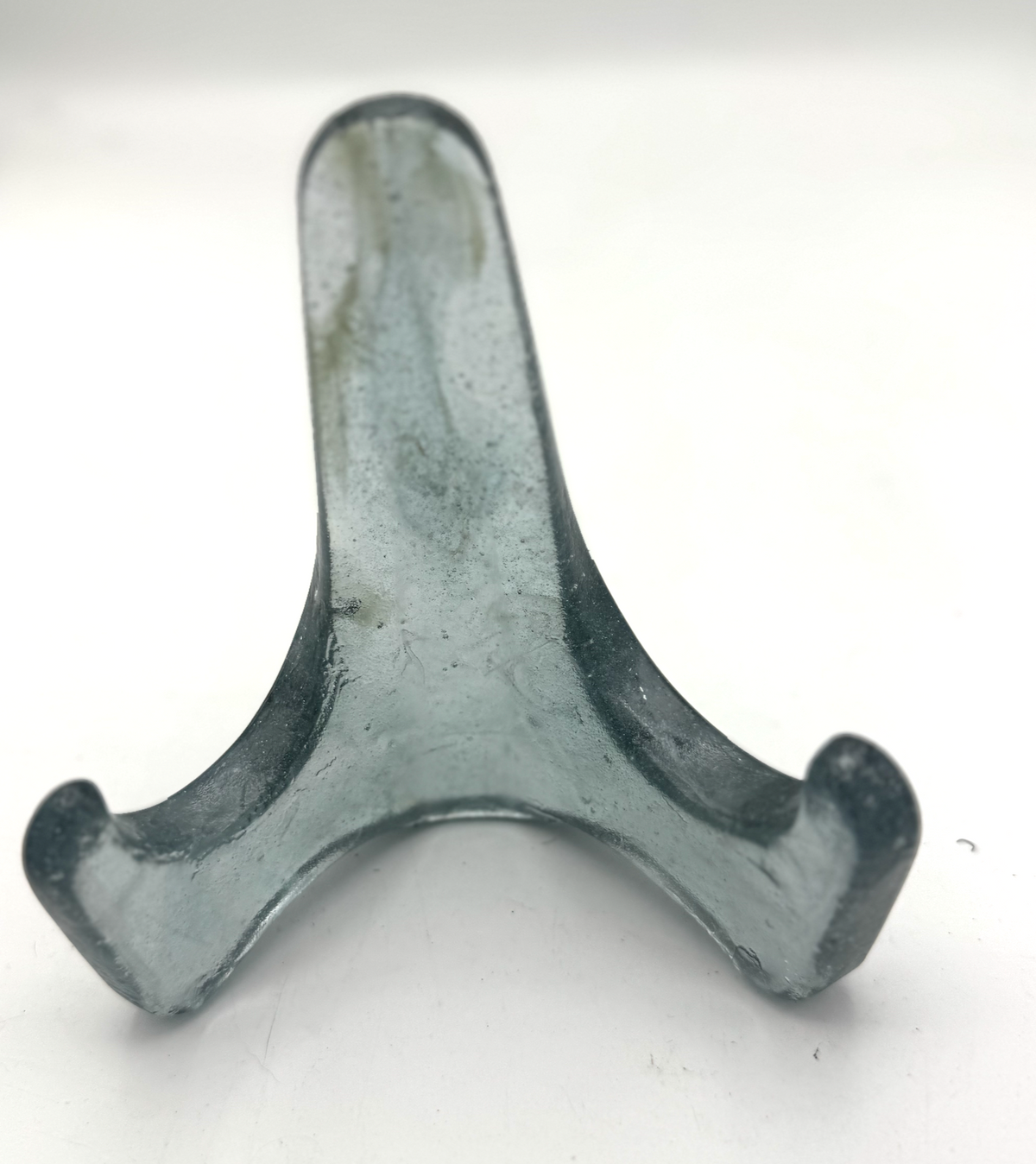 Handmade Kiln-Formed Glass Easel (medium 6" x 5.5" x 4") - Blue/Grey Clear