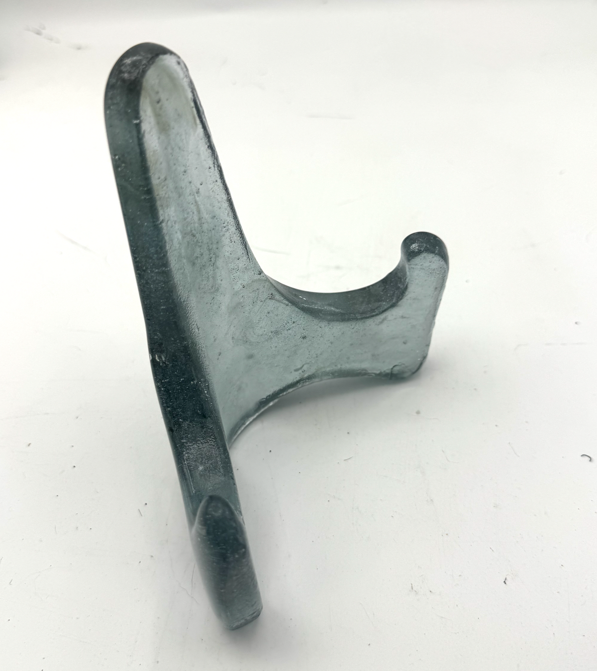 Handmade Kiln-Formed Glass Easel (medium 6" x 5.5" x 4") - Blue/Grey Clear
