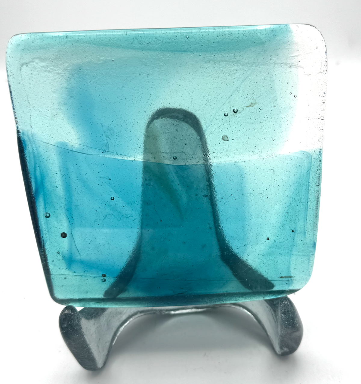6 x 6 x 1/2 Inch Tile - Turquoise with Blue Wisps