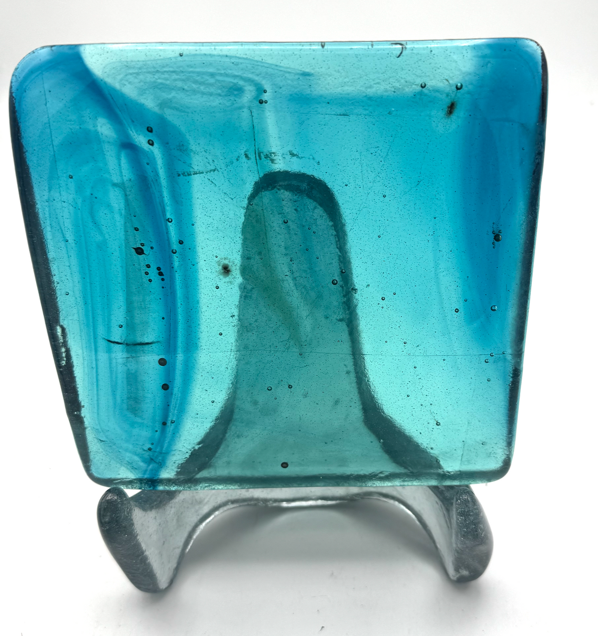 6 x 6 x 1/2 Inch Tile - Turquoise with Blue Wisps