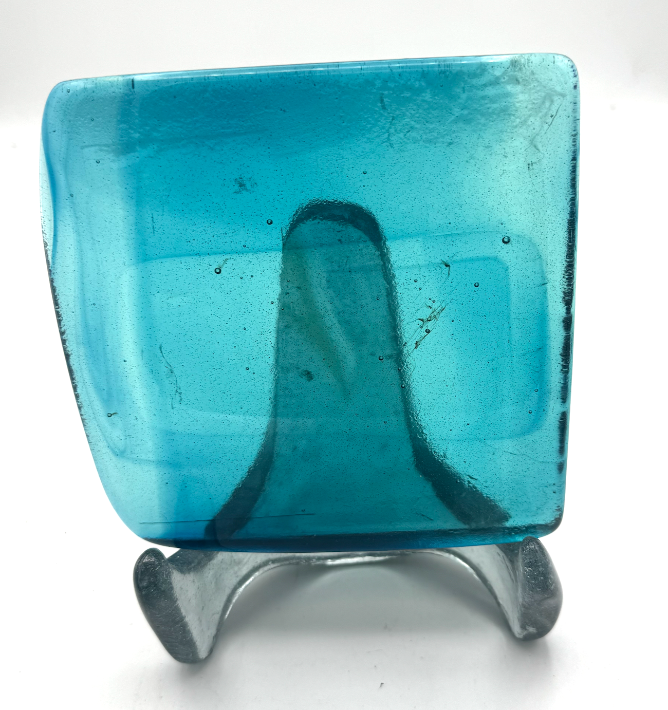 6 x 6 x 1/2 Inch Tile - Turquoise with Blue Wisps