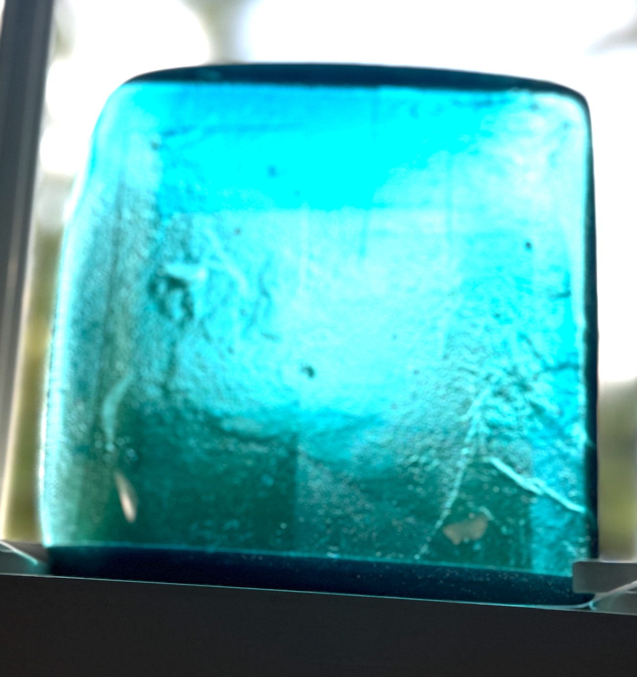 6 x 6 x 1/2 Inch Tile - Turquoise with Blue Wisps