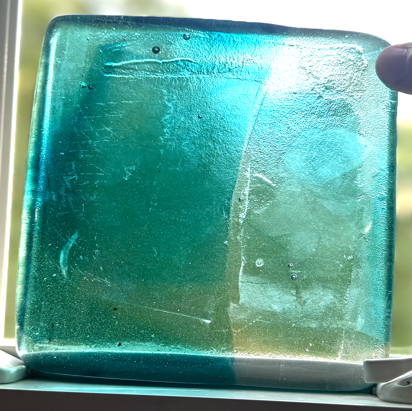 6 x 6 x 1/2 Inch Tile - Turquoise with Blue Wisps