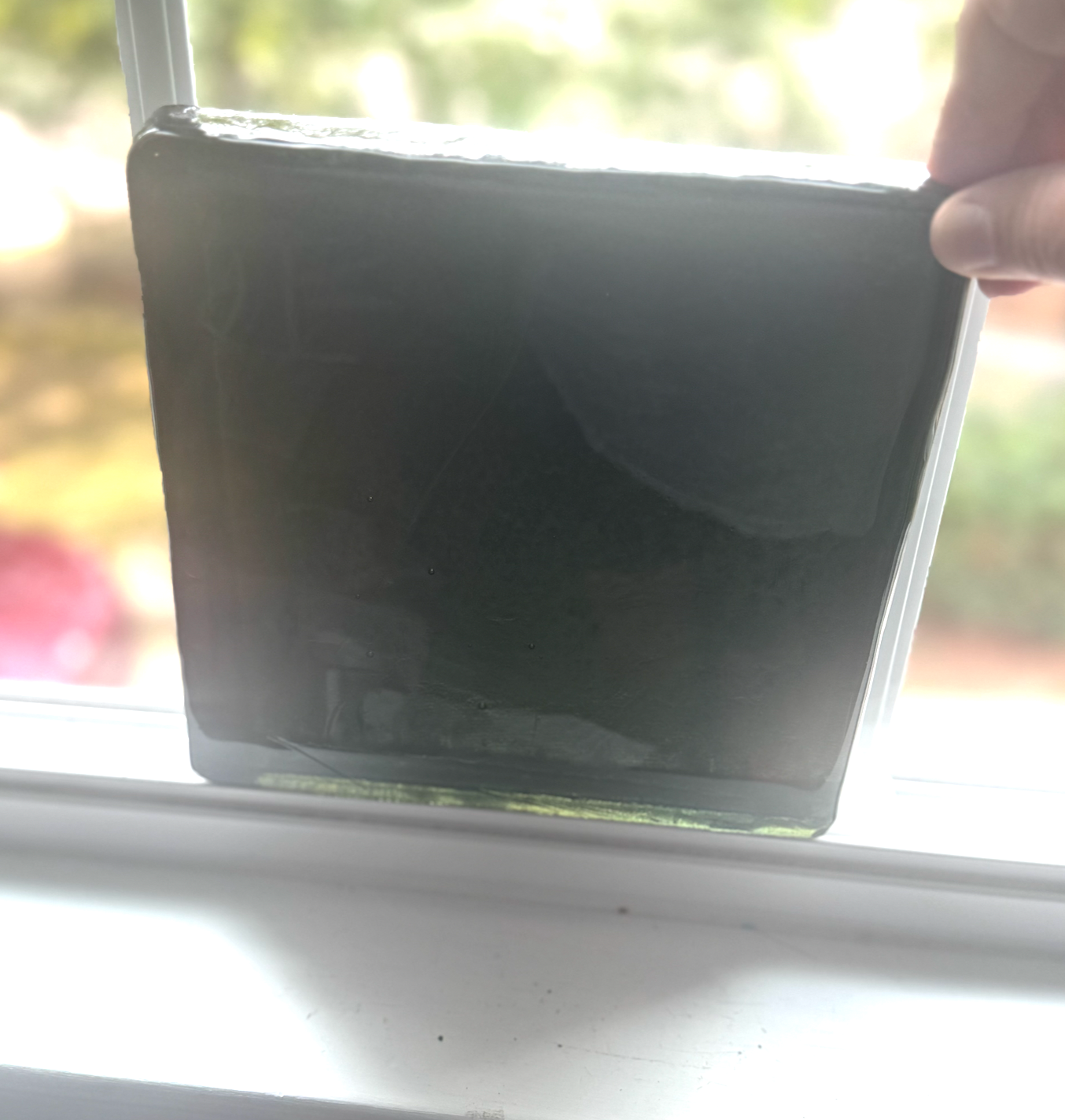 Blenko Dalle de Verre (Pony Size 8 x 8) - Dark, Dark Camouflage Green