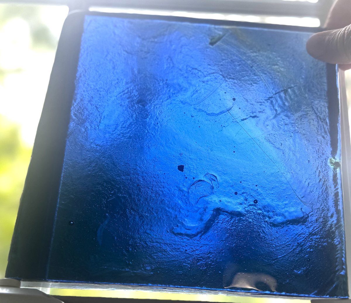 Blenko Dalle de Verre (Pony Size 8 x 8) - Periwinkle / Slate Blue