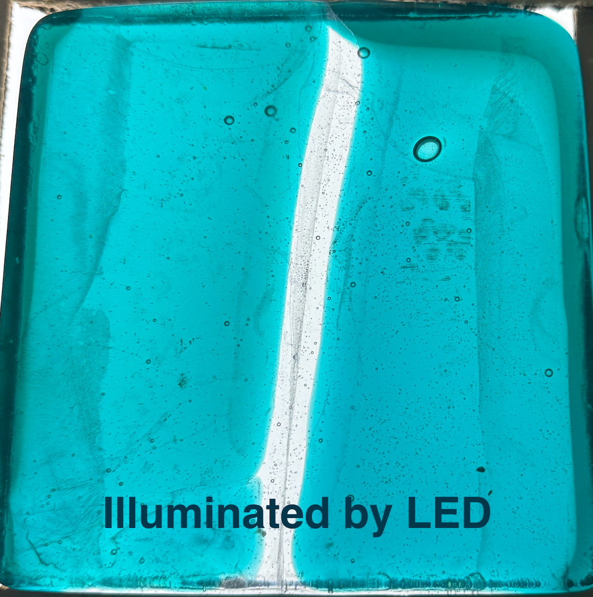 6 x 6 x 1/2 Inch Tile - Medium Turquoise on Clear