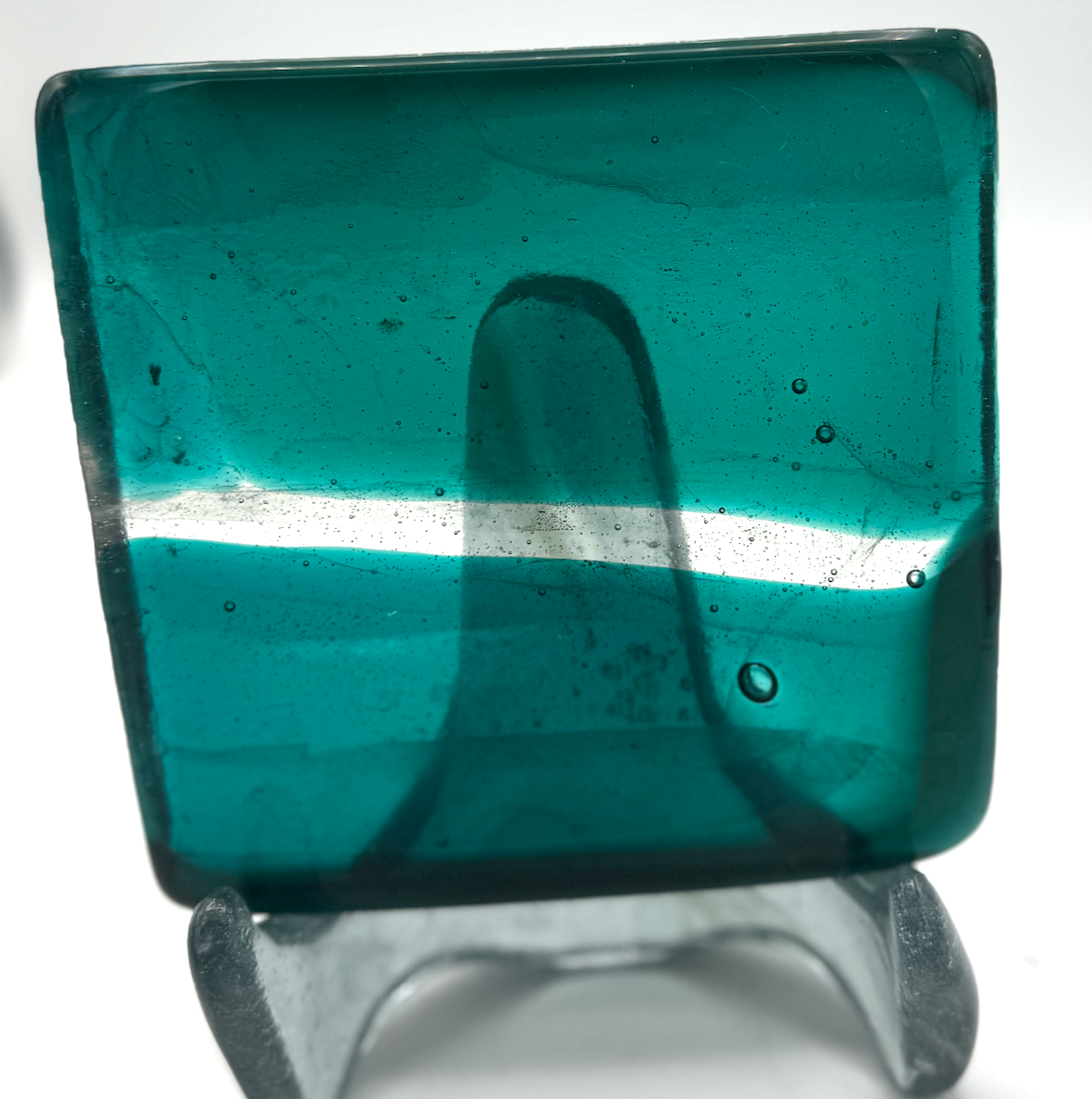 6 x 6 x 1/2 Inch Tile - Medium Turquoise on Clear