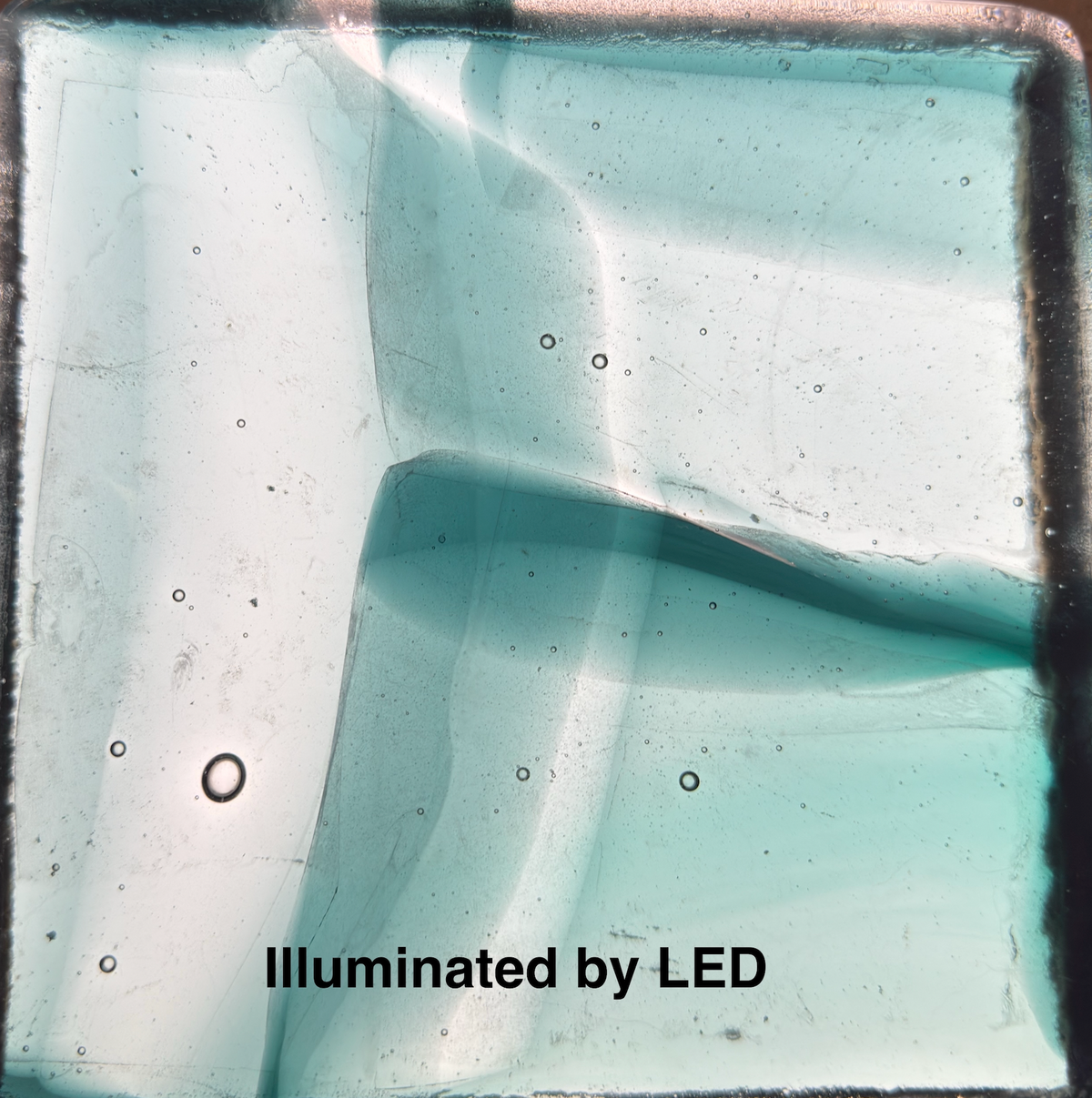 6 x 6 x 1/2 Inch Tile - Pale Seafoam Green and Clear
