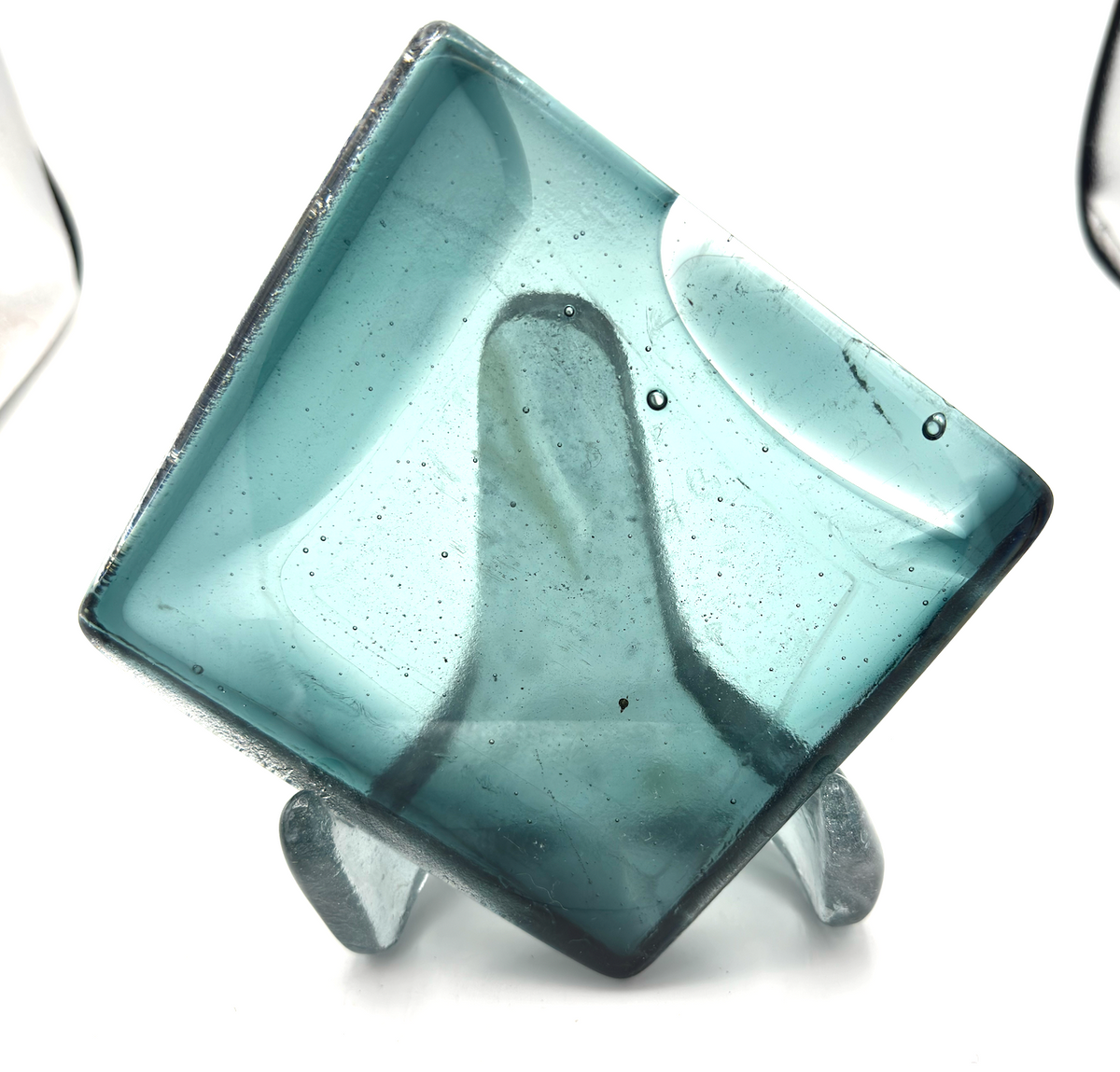 6 x 6 x 1/2 Inch Tile - Pale Seafoam Green and Clear